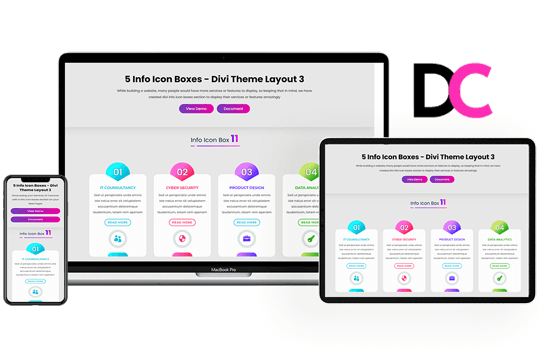 Divi Info Icon Boxes Layout 3