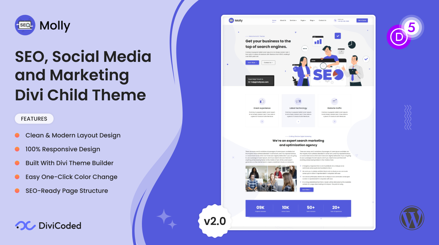 Molly – SEO, Social Media and Marketing Divi Child Theme